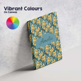 Personalised Name Golden Yellow Floral Custom  Modern Room Accent Elegant Feature Canvas Wall Art Print Decor Picture Ready to Hang