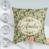 Custom Name Green Orchid Floral Garden Natural Pattern Name Cute Square Filled Cushion Throw Pillow Sofa Bed Home Decor Zip Washable UK Made