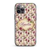 Blush Pink Orchid Floral Vintage Garden Seamless Custom Name Protective Phone Case Mobile Cover Durable Everyday Smartphone Shock Resistant