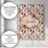 Personalised Name Blush Pink Orchid Floral Custom  Unique Gift Idea Elegant Feature Canvas Wall Art Print Decor Picture Ready to Hang
