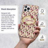 Blush Pink Orchid Floral Vintage Garden Seamless Custom Name Protective Phone Case Mobile Cover Durable Everyday Smartphone Shock Resistant