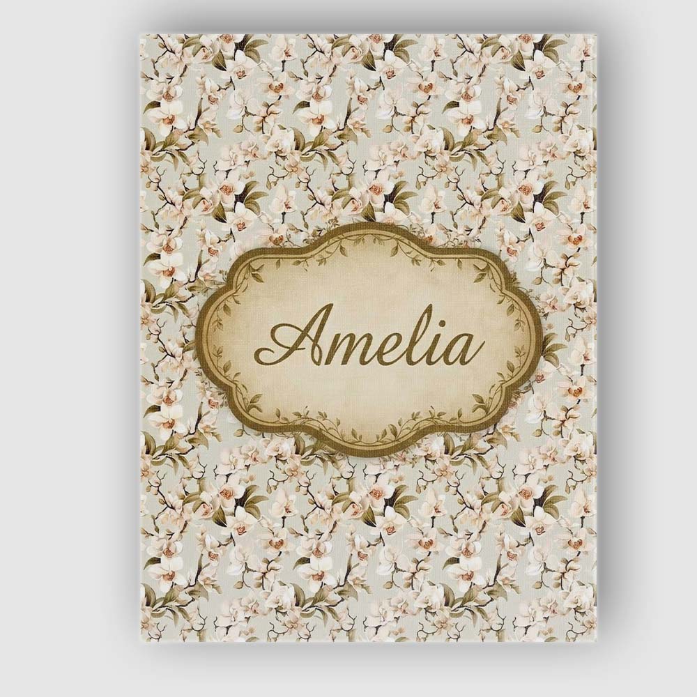Personalised Name Elegant White Orchid Custom  Unique Gift Idea Modern Room Accent Canvas Wall Art Print Decor Picture Ready to Hang