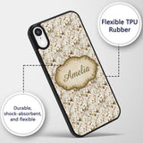 Elegant White Orchid Floral Vintage Seamless Custom Name Protective Phone Case Mobile Cover Durable Everyday Smartphone Shock Resistant