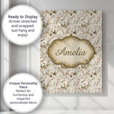 Personalised Name Elegant White Orchid Custom  Unique Gift Idea Modern Room Accent Canvas Wall Art Print Decor Picture Ready to Hang
