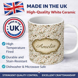 Personalized Custom Name Elegant White Orchid Floral Vintage Seamless Pattern Name Cute 11oz Ceramic Coffee Tea Mug White Large Handle