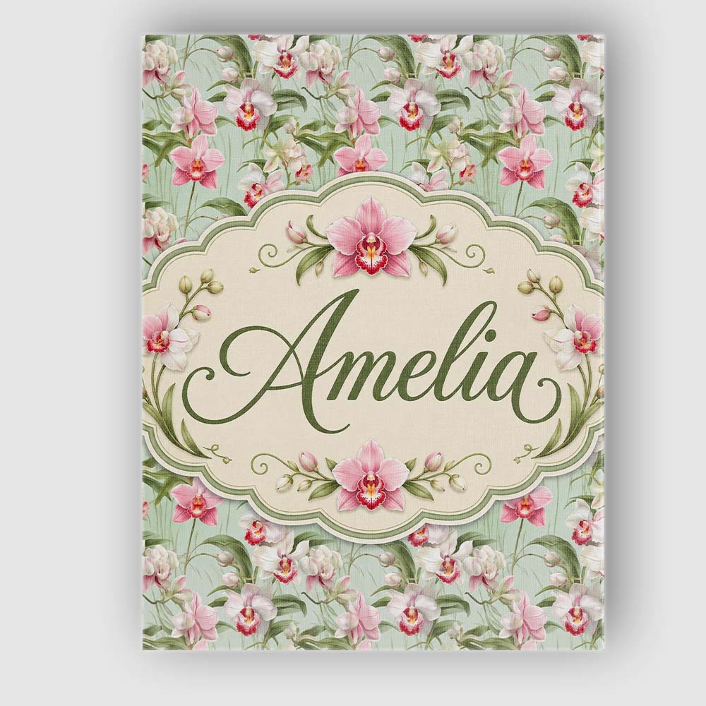 Personalised Name Soft Pink Orchid Garden Custom  Unique Gift Idea Elegant Feature Canvas Wall Art Print Decor Picture Ready to Hang