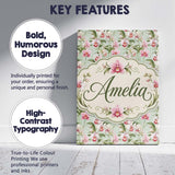 Personalised Name Soft Pink Orchid Garden Custom  Unique Gift Idea Elegant Feature Canvas Wall Art Print Decor Picture Ready to Hang