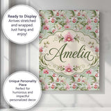 Personalised Name Soft Pink Orchid Garden Custom  Unique Gift Idea Elegant Feature Canvas Wall Art Print Decor Picture Ready to Hang