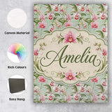 Personalised Name Soft Pink Orchid Garden Custom  Unique Gift Idea Elegant Feature Canvas Wall Art Print Decor Picture Ready to Hang