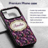 Deep Purple Orchid Floral Dark Printed Design Custom Name Protective Phone Case Mobile Cover Durable Everyday Smartphone Shock Resistant