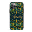 Textured Tropical Palm Leaves Artistic Seamless Custom Name Protective Phone Case Mobile Cover Durable Everyday Smartphone Shock Resistant