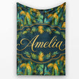 Textured Tropical Palm Leaves Artistic Seamless Pattern Name Cute  Personalised Custom Name Super Soft Fleece Blanket Bed Sofa Throw
