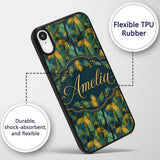Textured Tropical Palm Leaves Artistic Seamless Custom Name Protective Phone Case Mobile Cover Durable Everyday Smartphone Shock Resistant