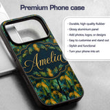 Textured Tropical Palm Leaves Artistic Seamless Custom Name Protective Phone Case Mobile Cover Durable Everyday Smartphone Shock Resistant