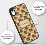 Classic Brown Palm Tree Vintage Coastal Seamless Custom Name Protective Phone Case Mobile Cover Durable Everyday Smartphone Shock Resistant