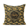 Custom Name Golden Tropical Palm Bold Artistic Pattern Name Cute Square Filled Cushion Throw Pillow Sofa Bed Home Decor Zip Washable UK Made