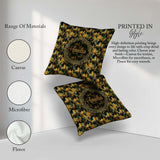 Custom Name Golden Tropical Palm Bold Artistic Pattern Name Cute Square Filled Cushion Throw Pillow Sofa Bed Home Decor Zip Washable UK Made