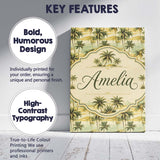 Personalised Name Tropical Island Palm Custom  Modern Room Accent Elegant Feature Canvas Wall Art Print Decor Picture Ready to Hang