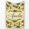 Classic Palm Tree Botanical Vintage Seamless Pattern Name Cute  Personalised Custom Name Super Soft Fleece Blanket Bed Sofa Throw