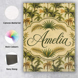 Personalised Name Classic Palm Tree Botanical Custom Unique Gift Idea Modern Room Accent Canvas Wall Art Print Decor Picture Ready to Hang