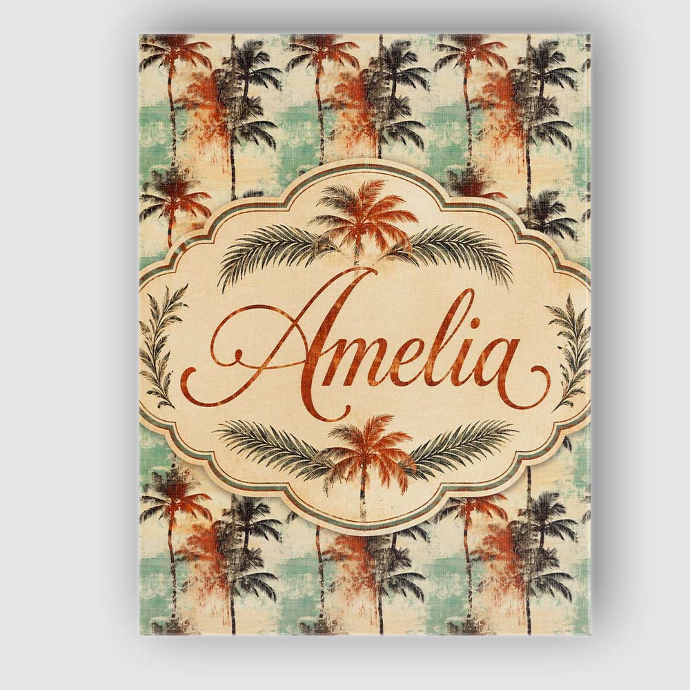 Personalised Name Artistic Palm Tree Custom Premium Decorative Design Modern Room Accent Canvas Wall Art Print Decor Picture Ready to Hang