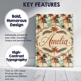 Personalised Name Artistic Palm Tree Custom Premium Decorative Design Modern Room Accent Canvas Wall Art Print Decor Picture Ready to Hang