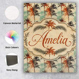 Personalised Name Artistic Palm Tree Custom Premium Decorative Design Modern Room Accent Canvas Wall Art Print Decor Picture Ready to Hang