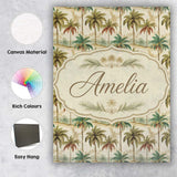 Personalised Name Soft Tropical Palm Custom Premium Decorative Design Modern Room Accent Canvas Wall Art Print Decor Picture Ready to Hang