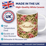 Personalized Custom Name Dense Coffee Beans Scatter Natural Seamless Pattern Cute Unique Gift 11oz Ceramic Coffee Tea Mug White Large Handle