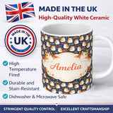 Personalized Custom Name Cute Hamster Floral Apple Garden Seamless Pattern Cute Unique Gift 11oz Ceramic Coffee Tea Mug White Large Handle