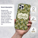 Dense Tropical Banana Leaf Jungle Printed Design Custom Name Protective Phone Case Mobile Cover Durable Everyday Smartphone Shock Resistant