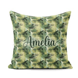 Custom Name Watercolor Tropical Palm Leaf Abstract Seamless Name Square Filled Cushion Throw Pillow Sofa Bed Home Decor Zip Washable UK Made