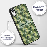 Watercolor Tropical Palm Leaf Abstract Seamless Custom Name Protective Phone Case Mobile Cover Durable Everyday Smartphone Shock Resistant