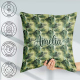 Custom Name Watercolor Tropical Palm Leaf Abstract Seamless Name Square Filled Cushion Throw Pillow Sofa Bed Home Decor Zip Washable UK Made