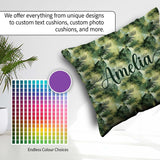 Custom Name Watercolor Tropical Palm Leaf Abstract Seamless Name Square Filled Cushion Throw Pillow Sofa Bed Home Decor Zip Washable UK Made