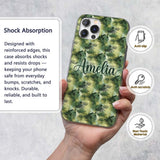 Watercolor Tropical Palm Leaf Abstract Seamless Custom Name Protective Phone Case Mobile Cover Durable Everyday Smartphone Shock Resistant
