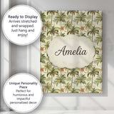 Personalised Name Soft Coastal Palm Tree Custom  Unique Gift Idea Elegant Feature Canvas Wall Art Print Decor Picture Ready to Hang