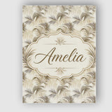 Personalised Name Neutral Beige Palm Leaf Custom  Unique Gift Idea Elegant Feature Canvas Wall Art Print Decor Picture Ready to Hang