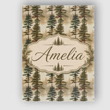 Personalised Name Tall Evergreen Pine Trees Custom  Bespoke Interior Contemporary Canvas Wall Art Print Decor Picture Ready to Hang
