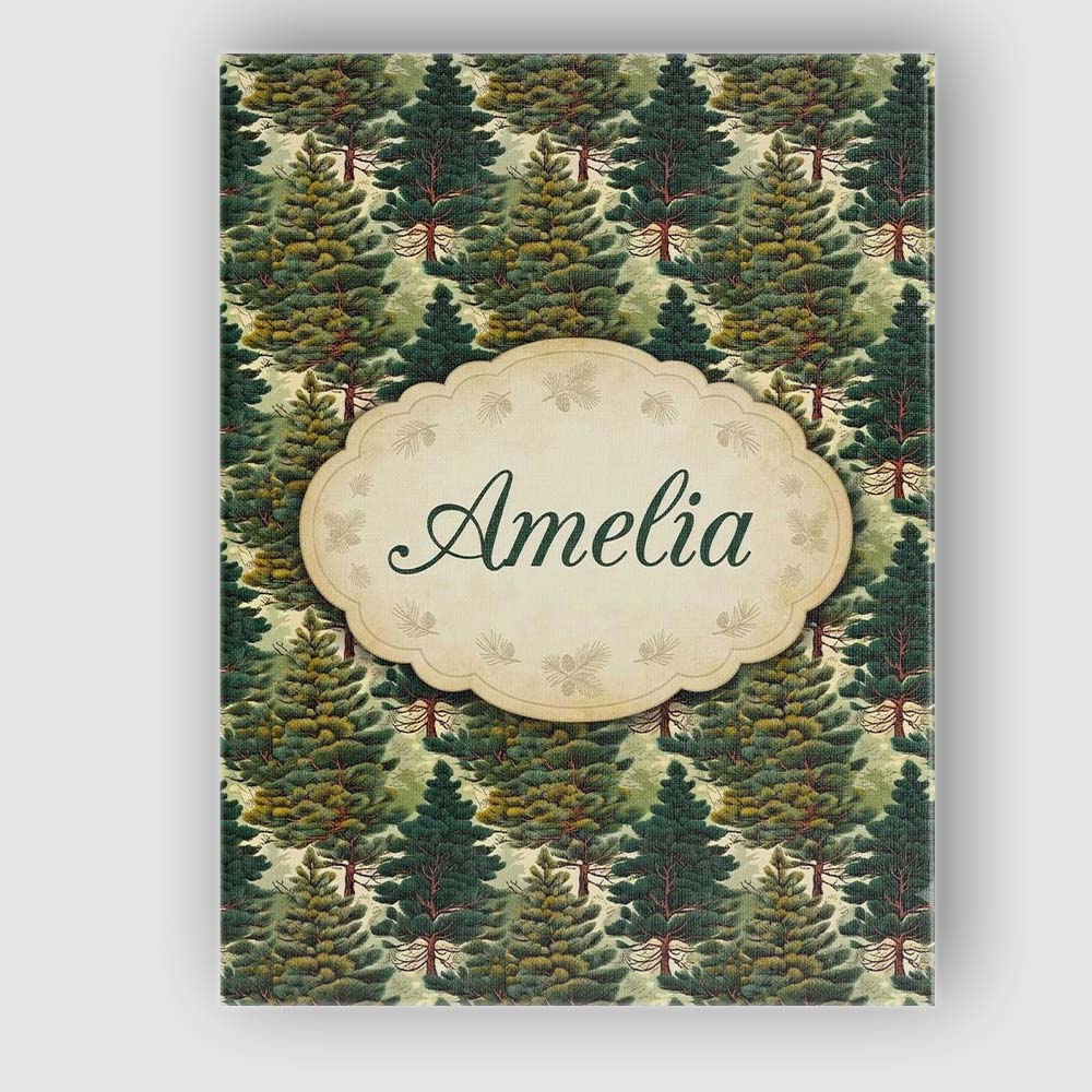 Personalised Name Lush Evergreen Pine Trees Custom  Bespoke Interior Contemporary Canvas Wall Art Print Decor Picture Ready to Hang
