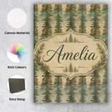 Personalised Name Abstract Forest Pine Tree Custom  Bespoke Interior Contemporary Canvas Wall Art Print Decor Picture Ready to Hang