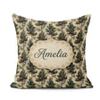 Custom Name Watercolor Pine Woodland Seamless Pattern Name Cute Square Filled Cushion Throw Pillow Sofa Bed Home Decor Zip Washable UK Made
