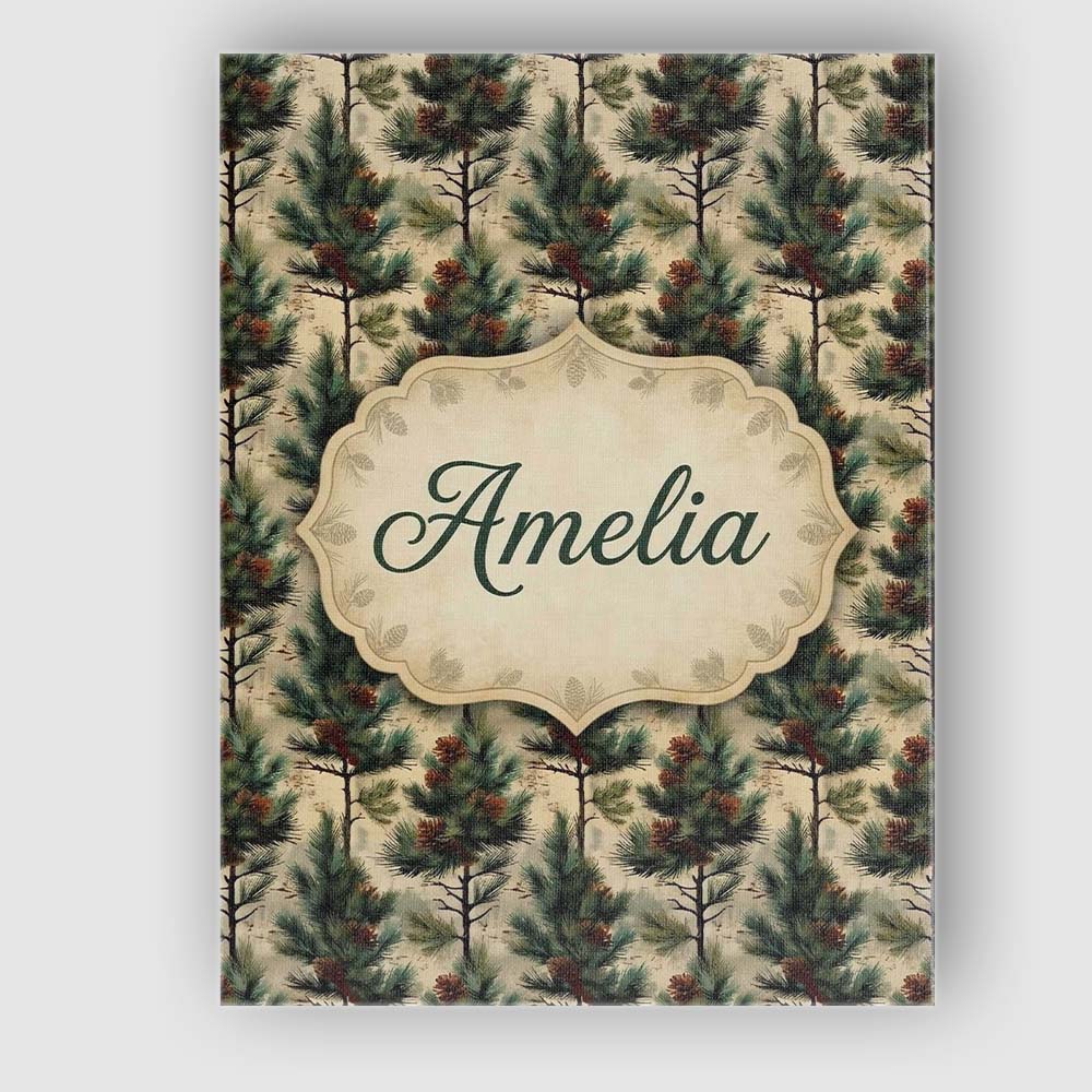 Personalised Name Watercolor Pine Woodland Custom  Unique Gift Idea Elegant Feature Canvas Wall Art Print Decor Picture Ready to Hang