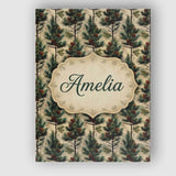 Personalised Name Watercolor Pine Woodland Custom  Unique Gift Idea Elegant Feature Canvas Wall Art Print Decor Picture Ready to Hang