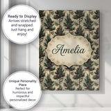 Personalised Name Watercolor Pine Woodland Custom  Unique Gift Idea Elegant Feature Canvas Wall Art Print Decor Picture Ready to Hang