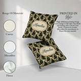 Custom Name Watercolor Pine Woodland Seamless Pattern Name Cute Square Filled Cushion Throw Pillow Sofa Bed Home Decor Zip Washable UK Made