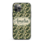 Pine Branches with Cones Vintage Printed Design Custom Name Protective Phone Case Mobile Cover Durable Everyday Smartphone Shock Resistant