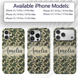 Pine Branches with Cones Vintage Printed Design Custom Name Protective Phone Case Mobile Cover Durable Everyday Smartphone Shock Resistant