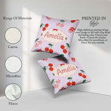 Custom Name Fruit Muted Sage Background Minimal Seamless Pattern Square Filled Cushion Throw Pillow Sofa Bed Home Decor Zip Washable UK Made