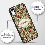 Classic Strawberry Vine Floral Vintage Seamless Custom Name Protective Phone Case Mobile Cover Durable Everyday Smartphone Shock Resistant